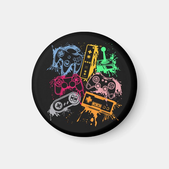 Video Game Console Controllers Retro 80's 90's Arc Magnet (Front)