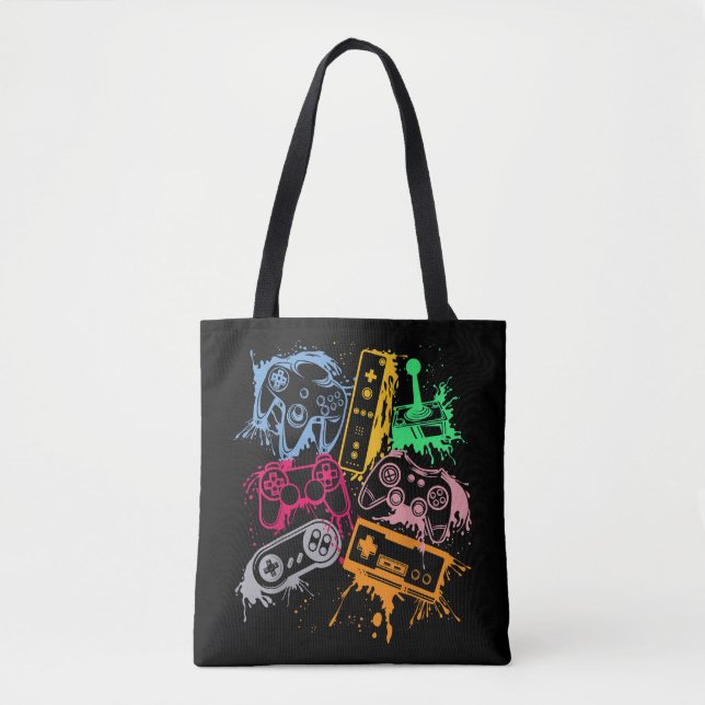 Video Game Console Controllers Retro 80's 90's Arc Tote Bag (Front)