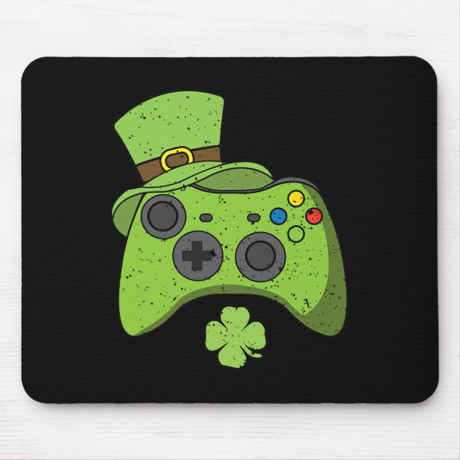 Video Game Console St Patricks Day Kids Gamers  Mouse Pad (Front)