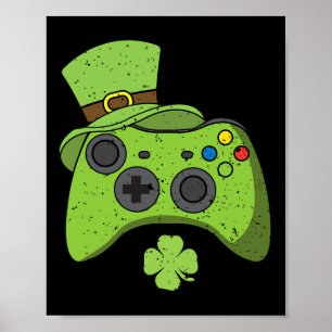 Video Game Console St Patricks Day Kids Gamers  Poster
