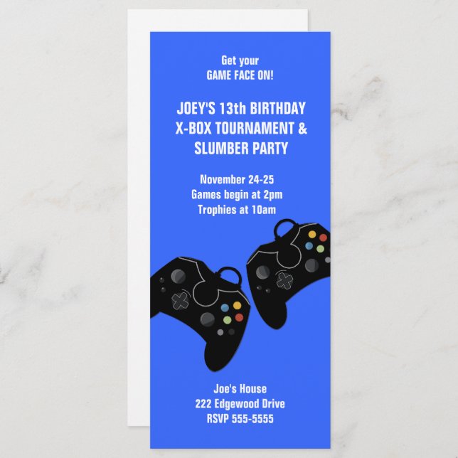 Video Game Controller Birthday Invitation 9 x 4 (Front/Back)