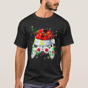 Video Game Controller Christmas Santa Hat Funny Ga T-Shirt