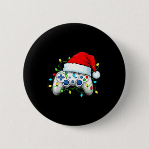 Video Game Controller Christmas Santa Hat Gamer Bo 6 Cm Round Badge