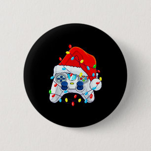 Video Game Controller Christmas Santa Hat Gamer Bo 6 Cm Round Badge