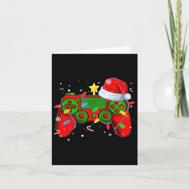 Video Game Controller Christmas Santa Hat Gamer Bo Card (Front)
