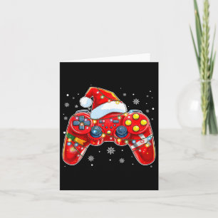 Video Game Controller Christmas Santa Hat Gamer Bo Card