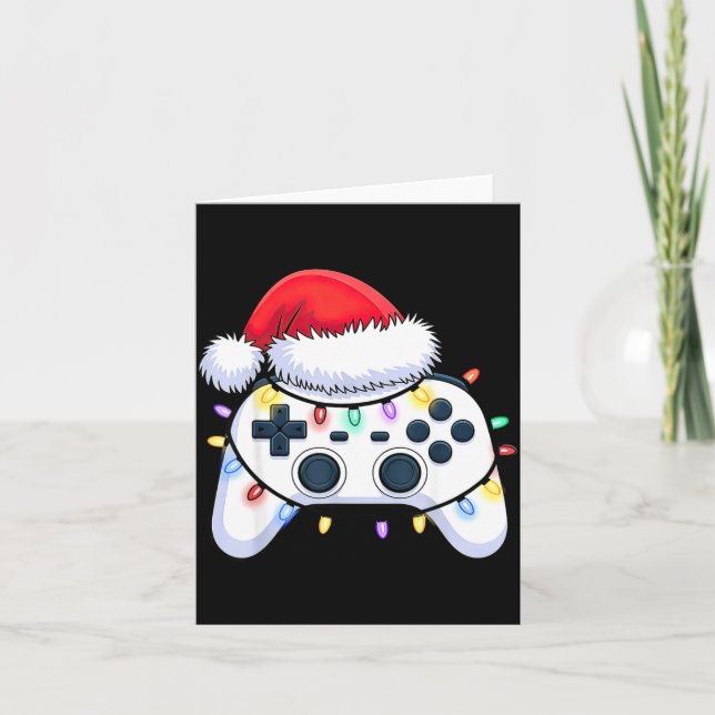 Video Game Controller Christmas Santa Hat Gamer Bo Card (Front)