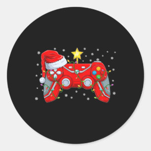 Video Game Controller Christmas Santa Hat Gamer Bo Classic Round Sticker