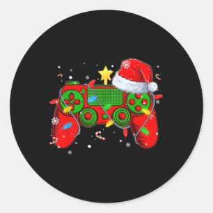 Video Game Controller Christmas Santa Hat Gamer Bo Classic Round Sticker