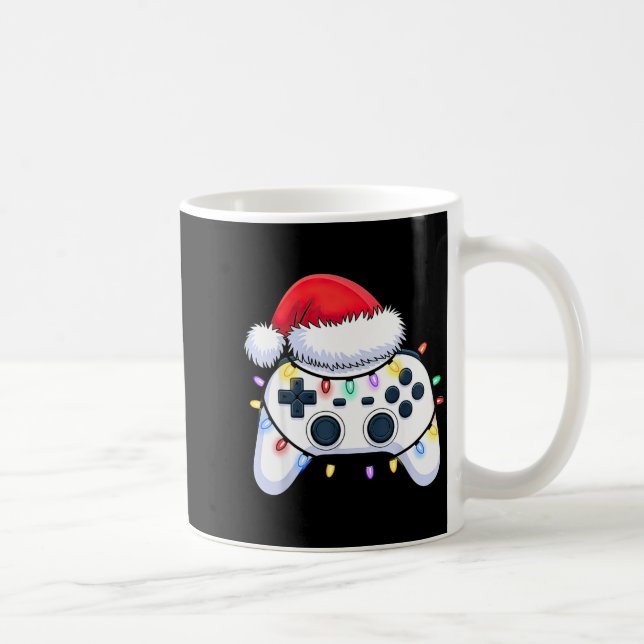 Video Game Controller Christmas Santa Hat Gamer Bo Coffee Mug (Right)