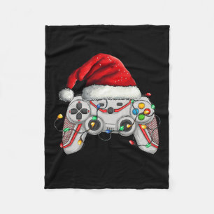 Video Game Controller Christmas Santa Hat Gamer Bo Fleece Blanket