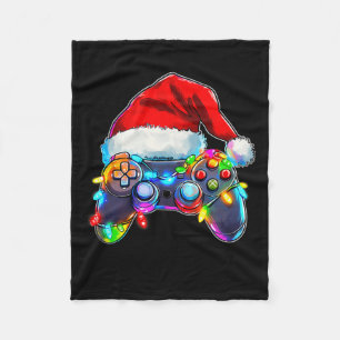 Video Game Controller Christmas Santa Hat Gamer Bo Fleece Blanket