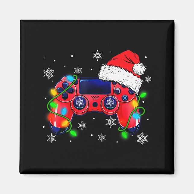 Video Game Controller Christmas Santa Hat Gamer Bo Magnet (Front)