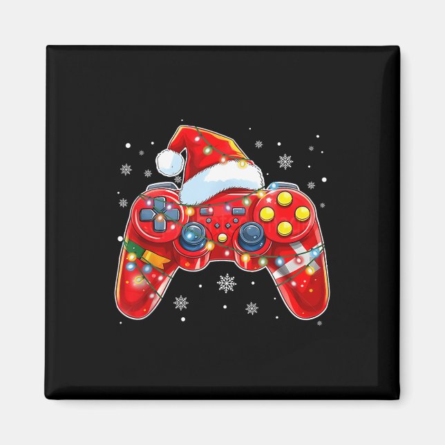 Video Game Controller Christmas Santa Hat Gamer Bo Magnet (Front)