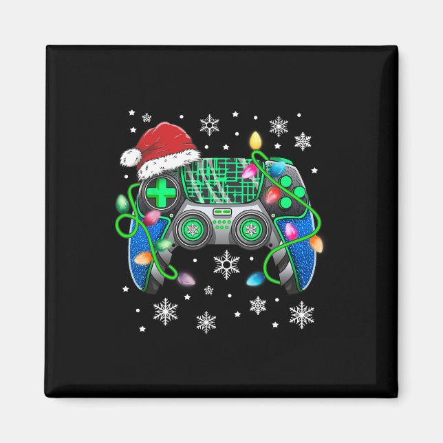 Video Game Controller Christmas Santa Hat Gamer Bo Magnet (Front)