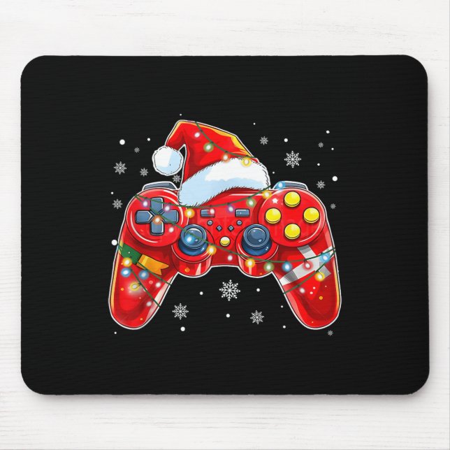 Video Game Controller Christmas Santa Hat Gamer Bo Mouse Pad (Front)