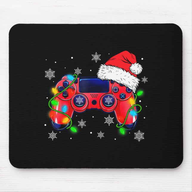 Video Game Controller Christmas Santa Hat Gamer Bo Mouse Pad (Front)