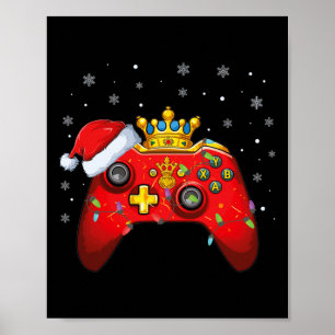 Video Game Controller Christmas Santa Hat Gamer Bo Poster