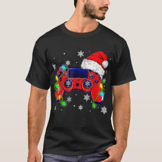 Video Game Controller Christmas Santa Hat Gamer Bo T-Shirt