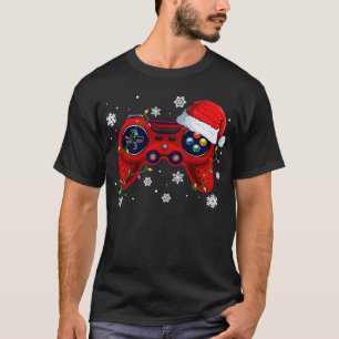 Video Game Controller Christmas Santa Hat Gamer Bo T-Shirt