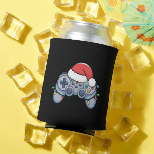 Video Game Controller Christmas Santa Hat Gamer Can Cooler
