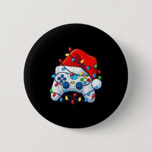 Video Game Controller Christmas Santa Hat Gamer Fu 6 Cm Round Badge