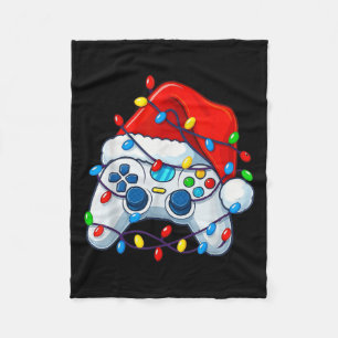 Video Game Controller Christmas Santa Hat Gamer Fu Fleece Blanket