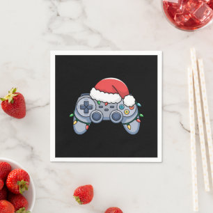 Video Game Controller Christmas Santa Hat Gamer Napkin