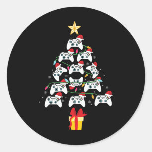 Video Game Controller Christmas Tree Xmas Boy Men Classic Round Sticker