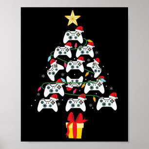 Video Game Controller Christmas Tree Xmas Boy Men Poster