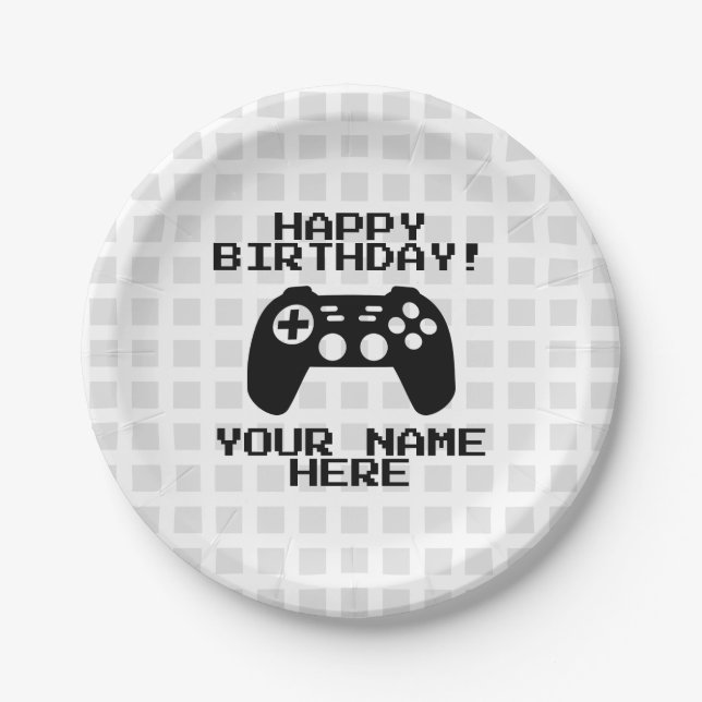 Video game controller custom Birthday party plates (Front)