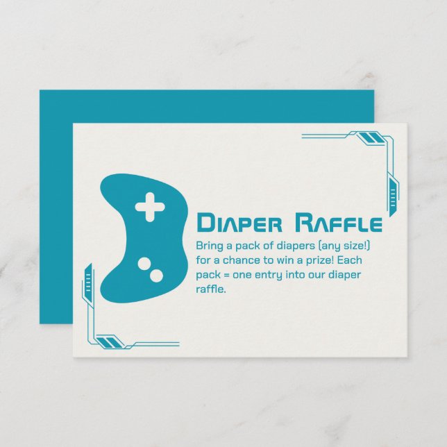 Video Game Controller Diaper Raffle Baby Shower Enclosure Card (Front/Back)