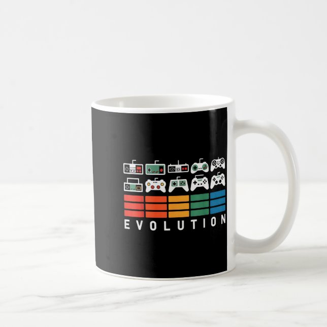 Video Game Controller Evolution 80s 90s Retro Gami Coffee Mug (Right)