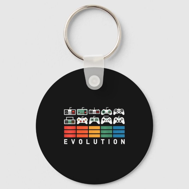Video Game Controller Evolution 80s 90s Retro Gami Key Ring (Front)