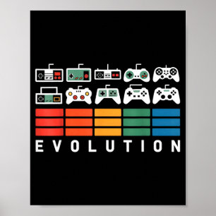 Video Game Controller Evolution 80s 90s Retro Gami Poster