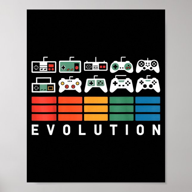 Video Game Controller Evolution 80s 90s Retro Gami Poster (Front)