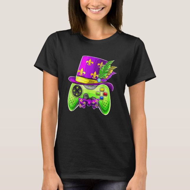 Video Game Controller Gamer E Sports Mardi Gras Bo T-Shirt (Front)