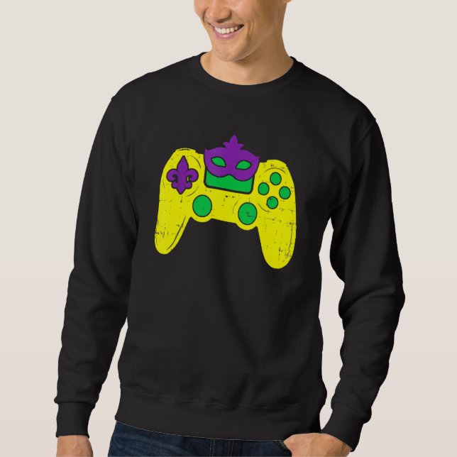 Video Game Controller Gamer E Sports Mardi Gras Ca Sweatshirt (Front)