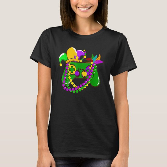Video Game Controller Gamer E Sports Mardi Gras Ca T-Shirt (Front)