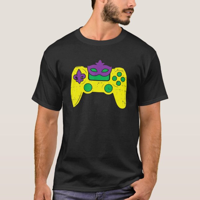 Video Game Controller Gamer E Sports Mardi Gras Me T-Shirt (Front)