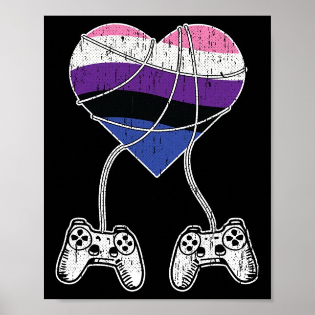 Video-game Controller Gender-fluid Pride Gaming Lg Poster (Front)