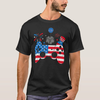Video Game Controller Happy 4th Of July US America T-Shirt