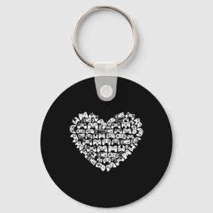 Video-game Controller Heart Valentines Day Cool Ga Key Ring