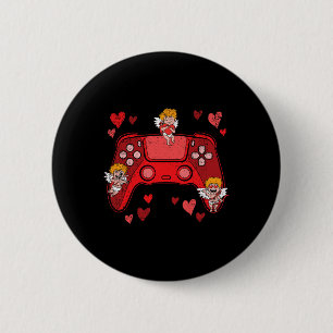 Video-game Controller Heart Valentines Day Cute Ga 6 Cm Round Badge