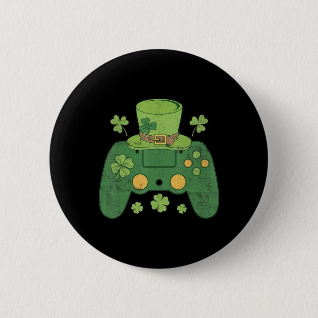 Video Game Controller Irish Gamer Boys Happy St Pa 6 Cm Round Badge (Front)