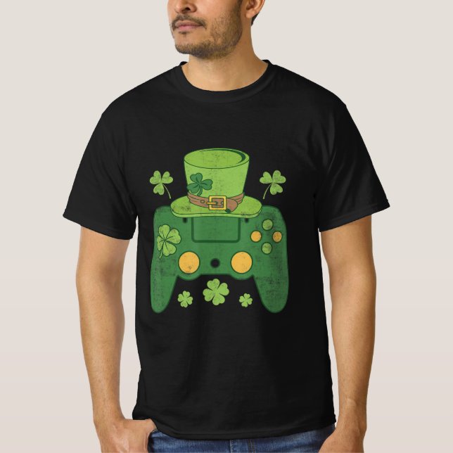 Video Game Controller Irish Gamer Boys Happy St Pa T-Shirt (Front)