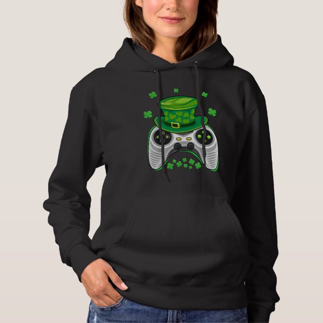Video Game Controller Irish Gamer Boys St Patricks Hoodie (Front)