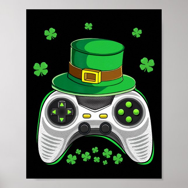 Video Game Controller Irish Gamer Boys St Patricks Poster (Front)