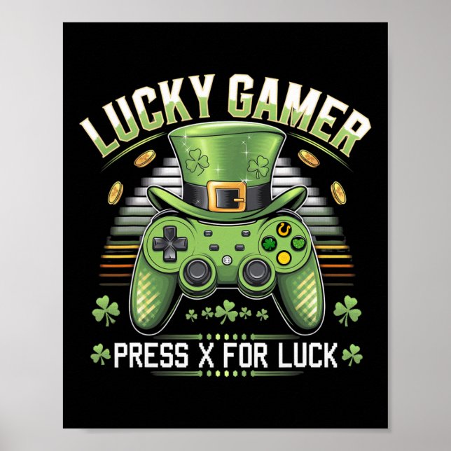 Video Game Controller Irish Gamer Boys St Patricks Poster (Front)