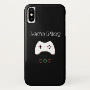 Video Game Controller, Let's Play, Red & Green Art iPhone X Case
